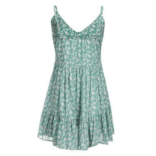 V-neck Floral printed dress with Vintage button design looks elegant in Ruffled Party and any occasion. - ibuyxi.com