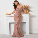 Off Shoulder Tassels Bodycon Fishtail Maxi Dress, IBUYXI.COM