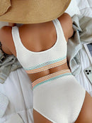 Padded Solid High Waist V-neck Bathing Suit, summer clothing, tankini set, bikini set, crochet bikini set, iBuyXi.com