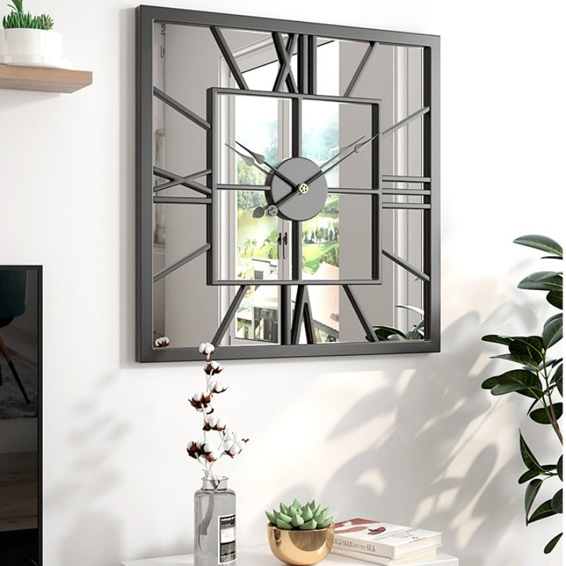 Creative and Silent Square Iron Wall Clock Decoration