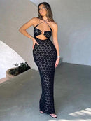 Floral Halter CutOut Party Gown Maxi Dress, ibuyxi.com