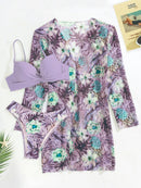 3 Pieces Tropical Printed Push Up Bikini Set, summer outfits, swimsuit set, tankini set, tropical cocktail Hawaii swimwear, iBuyXi.com