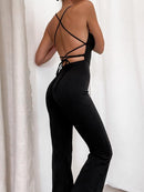 Sleeveless Backless Bandage Flare Pant Jumpsuit, iBuyXi.com