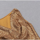 Pleated Irregular Sleeveless Sequins  V-Neck Party Mini Dress, IBUYXI.COM