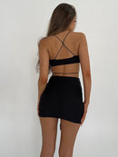 Ruffles Halter Bandage Sleeveless Backless Cutout Mini Dress, ibuyxi.com