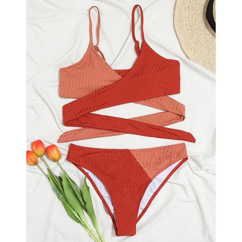 Mid Waist Wrap Brazilian Ribbed Bikini, summer outfits,  women beachwear, unique swimsuits, iBuyXi.com