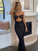 Floral Halter CutOut Party Gown Maxi Dress, ibuyxi.com