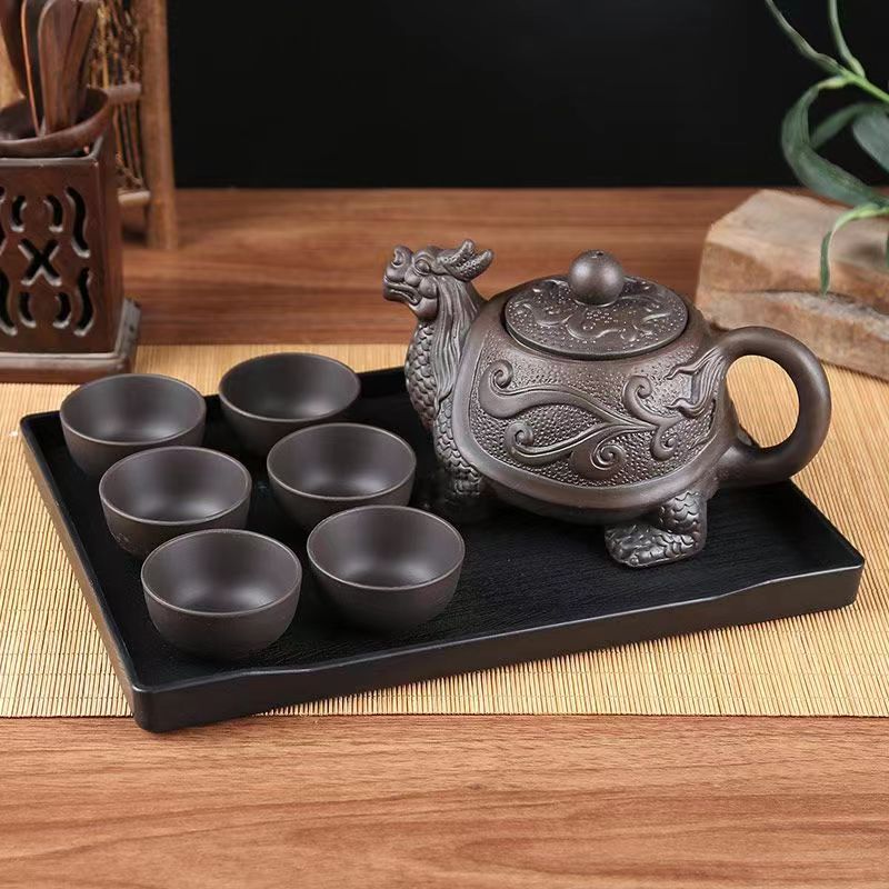 Creative Purple Sand Ceramic Pot and Cups
