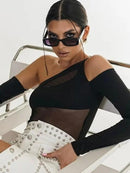 Transparent Mesh Backless Party Sheer Bodysuit, iBuyXi.com