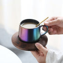 Matte Kiln Tea Cup with Walnut Plate