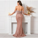 Off Shoulder Tassels Bodycon Fishtail Maxi Dress, IBUYXI.COM