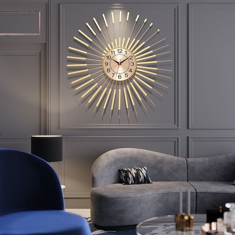 Luxury Iron Wall Light Clock For Home Decor