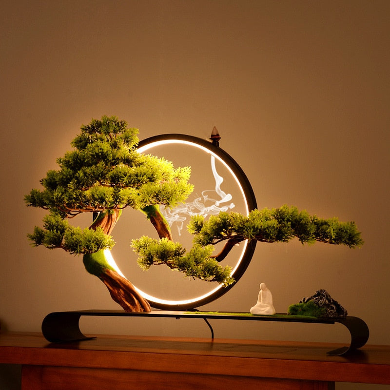 Zen Style Cliff Welcome Pine Bonsai Home Decor