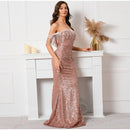 Off Shoulder Tassels Bodycon Fishtail Maxi Dress, IBUYXI.COM