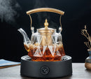 Heat Resistant With Strainer Glass Flower Tea Pot