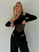 Transparent Mesh Backless Party Sheer Bodysuit, iBuyXi.com