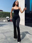 Backless Straps Flare Pant Solid Jumpsuit, ibuyxi.com