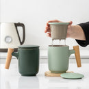 Ceramic Filter Wooden Handle Lid Mug, ibuyxi.com