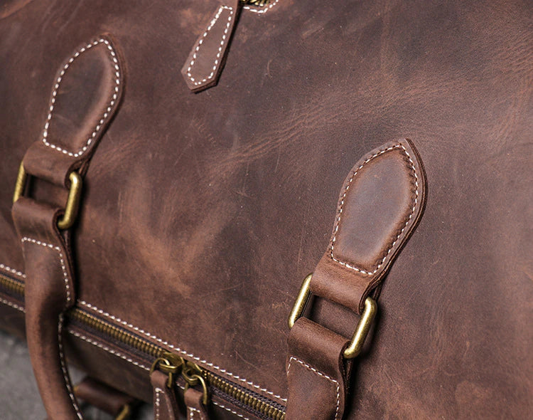 Large Capacity Genuine Leather Travel Duffel Handbag, ibuyxi.com