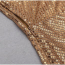 Pleated Irregular Sleeveless Sequins  V-Neck Party Mini Dress, IBUYXI.COM