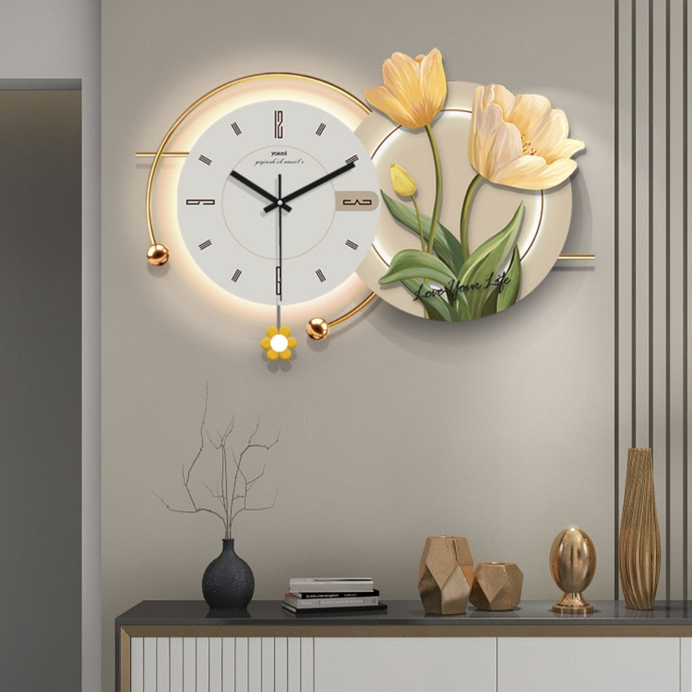 Modern and Luxury Light Wall Clock for Decor