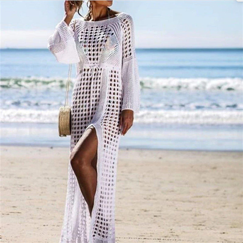 Long Hollow Out Knitted Swimsuit Cover Up, iBuyXi.com, Bikini Cover Up, Women Clothes, Summer collection, crochet dress