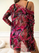 3 Pieces Tropical Printed Push Up Bikini Set, summer outfits, swimsuit set, tankini set, tropical cocktail Hawaii swimwear, iBuyXi.com