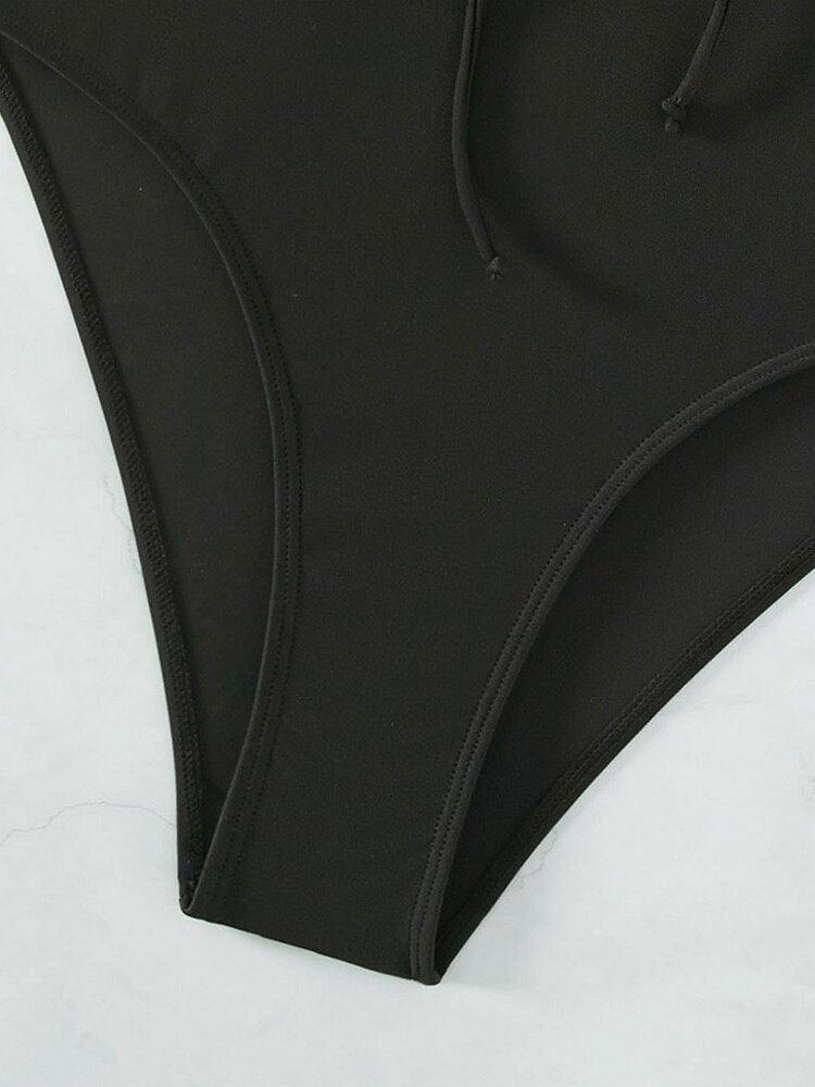 Black Strapped Cross Hollow Backless Bathing Suit, swimsuits, unique swimwear, iBuyXi.com