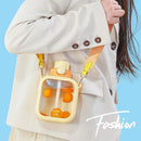 Cute Flat Bottles with Straw and Strap