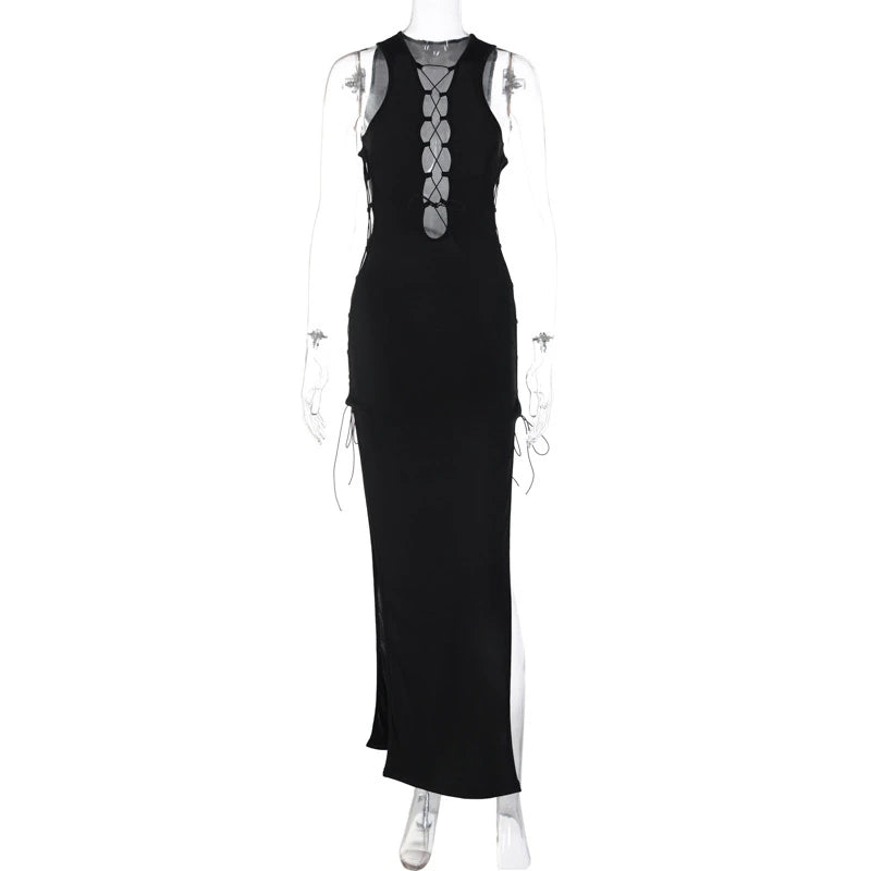 Bandage Slit Sleeveless Maxi Dress, ibuyxi.com