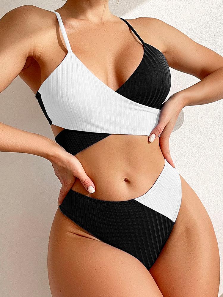 Mid Waist Wrap Brazilian Ribbed Bikini
