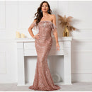 Off Shoulder Tassels Bodycon Fishtail Maxi Dress, IBUYXI.COM