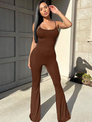 Backless Straps Flare Pant Solid Jumpsuit, ibuyxi.com