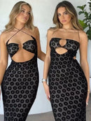 Floral Halter CutOut Party Gown Maxi Dress, ibuyxi.com