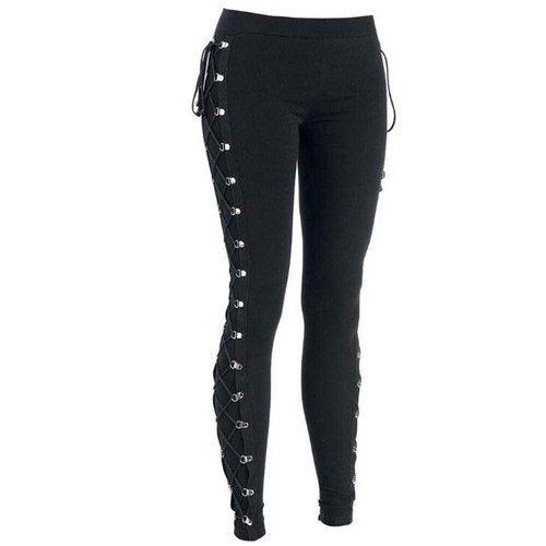 Skinny Pencil Pants Gothic Punk Trousers Elastic, Skinny Pencil Pants Women Gothic Punk Trousers Elastic Long Pants Halloween Side Lace Up Pants Black Workout Vintage Trouser D30 Seamless Print Sporty  Fitness Loose Dancing Yoga Pants Sports Workout Gym Fitness Pants, Loose Fitting Design,100% brand new, high quality, and most fashion women sexy crop, Specially design, perfect gift, Valentine's day, birthday clothes, iBuyXi.com