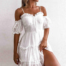 Neck Lace Pleated Party Dress. Seaside Beach Dress. Visit iBuyXi.com for Online Shopping and Shop the Unique Selection, Women Hollow Out Dress, embroidery White Mini Dress, sexy Slash Neck Lace Dress, Pleated Beach party Dress, Casual Dress, Bohemian Dress.