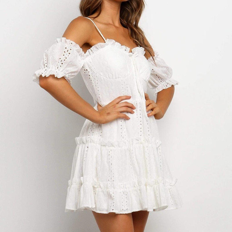 Neck Lace Pleated Party Dress. Seaside Beach Dress. Visit iBuyXi.com for Online Shopping and Shop the Unique Selection, Women Hollow Out Dress, embroidery White Mini Dress, sexy Slash Neck Lace Dress, Pleated Beach party Dress, Casual Dress, Bohemian Dress.