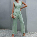 Sleeveless Chic Asymmetric V-Neck Soft Solid Elastic Jumpsuit, Ruffles short sleeve, Oblong neck, Solid color, High waist, Back button closure, Long Pants Jumpsuits Romper with Belt. Women trendy elegant style and wide leg ,Casual jumpsuit with ruffles sleeves, long romper, short sleeve pantsuit with belts, crew neck pant suits, cocktail jumpsuit, long pants, iBuyXi.com