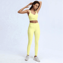 Seamless Solid Ribbed Sportswear Yoga Set GYM Workout Sporty Fitness Sleeveless High Waist 2PCS Quick Dry Tracksuit, iBuyXi.com, Workout outfit, yoga pants, yoga tops, workout set