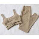 Seamless Solid Ribbed Sportswear Yoga Set GYM Workout Sporty Fitness Sleeveless High Waist 2PCS Quick Dry Tracksuit, iBuyXi.com, Workout outfit, yoga pants, yoga tops, workout set