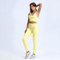 Seamless Solid Ribbed Sportswear Yoga Set GYM Workout Sporty Fitness Sleeveless High Waist 2PCS Quick Dry Tracksuit, iBuyXi.com, Workout outfit, yoga pants, yoga tops, workout set