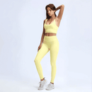 Seamless Solid Ribbed Sportswear Yoga Set GYM Workout Sporty Fitness Sleeveless High Waist 2PCS Quick Dry Tracksuit, iBuyXi.com, Workout outfit, yoga pants, yoga tops, workout set