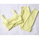 Seamless Solid Ribbed Sportswear Yoga Set GYM Workout Sporty Fitness Sleeveless High Waist 2PCS Quick Dry Tracksuit, iBuyXi.com, Workout outfit, yoga pants, yoga tops, workout set