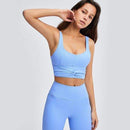 Seamless Solid Ribbed Sportswear Yoga Set GYM Workout Sporty Fitness Sleeveless High Waist 2PCS Quick Dry Tracksuit, iBuyXi.com, Workout outfit, yoga pants, yoga tops, workout set
