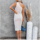 Sleeveless One Shoulder Bodycon Solid Midi Dress Pleated Elegant Party Dress,Belted Loose Maxi, Spring Dress Beading Pleated Elegant Party Dress Belted Loose Oversized Plus Size Women Clothing ,iBuyXi.com