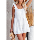  V-neck Backless Boho Floral Print,Ruffles Half Sleeves ,V-neck Drawstring Solid Loose Jumpsuit, trendy elegant style,short sleeve pantsuit with belts, crew neck pant suits, cocktail jumpsuit, long pants, iBuyXi.com