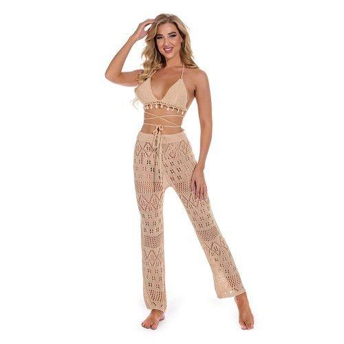 Long Solid Bikini Cover Up Pants Which Comes With Knitted Design And Breathable Material. Wide Leg Loose Pattern Makes is more Attractive. - ibuyxi.com