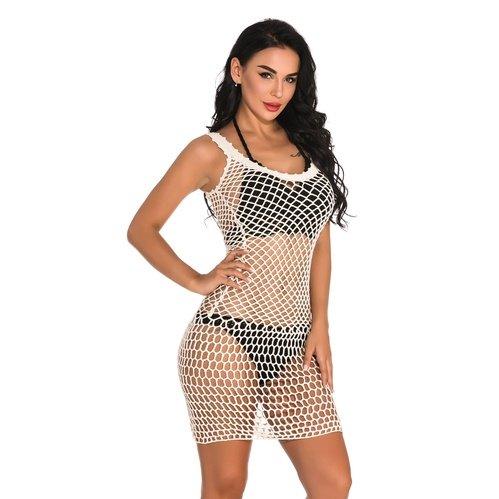 Casual Solid Fishnet Crochet With Hollow Out Design And Ideal Wear For Bathing And Summer Wear. - ibuyxi.com