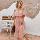 Solid Slash Neck Lace, Embroidered Midi Dress, Top Dress Women Lace, Hollow Out Long Dresses, Solid Slash-Neck, Evening Skirt Ladies Dress Sundress Sundress, iBuyXi.com