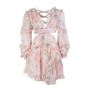 Spaghetti Strap Cross Backless Dress With Deep V Printed Bodycon And Ideal for Casual Party Occasions. iBuyXi.com